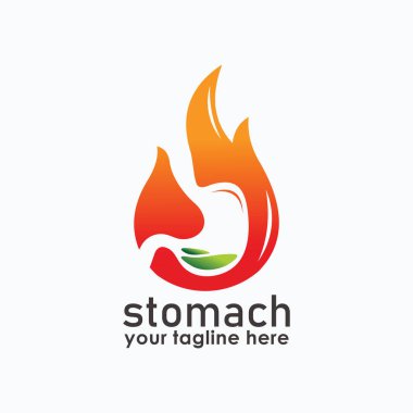 Ateş ve mide logosu konsepti, sağlıklı logo şablonu