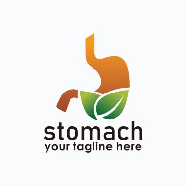 Mide ve yaprak logosu tasarım konsepti, doğa elementleri logo illüstrasyonu, sağlık bakımı tasarım vektörü