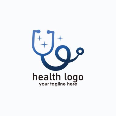 stetoskop logo şablonu, sağlık tasarım vektörü