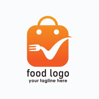 Alışveriş yiyecekleri logosu tasarım şablonu, restoran simgesi tasarımı, fast food logoları