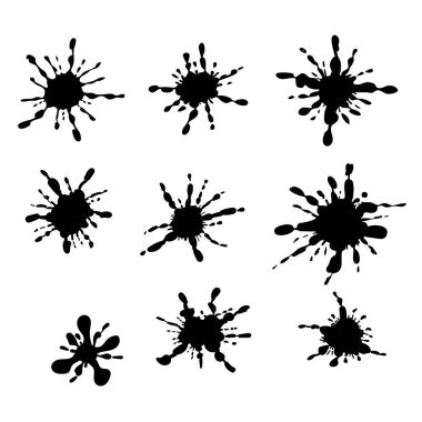 Mürekkep sıçramaları, dizaynınız için lekeler. Vektör illüstrasyonu.