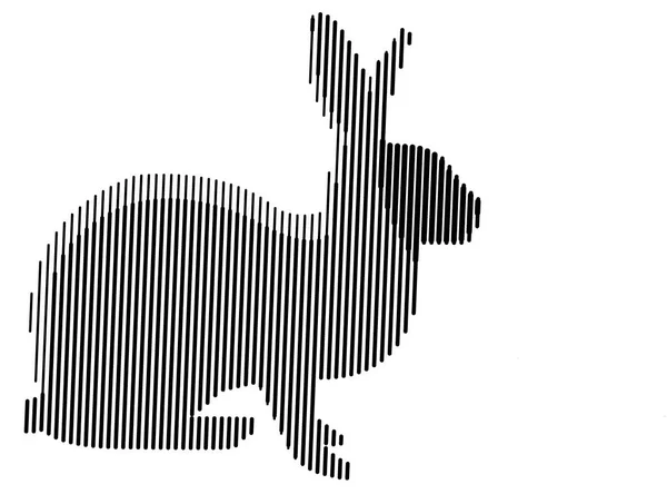 Силуэт Кролика Прямых Линий Векторная Иллюстрация Символ 2023 Года — стоковый вектор