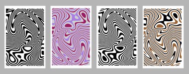 Operasyon sanatında soyut dokulu arka plan koleksiyonu. Siyah ve beyaz ve renkli. Vektör illüstrasyonu.