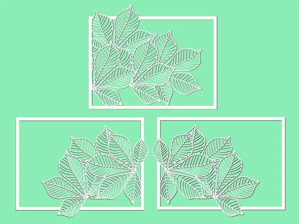 Dekorative Platte Mit Blättern Vektorschablone Für Plotterlaserschneiden Von Papier Metall — Stockvektor