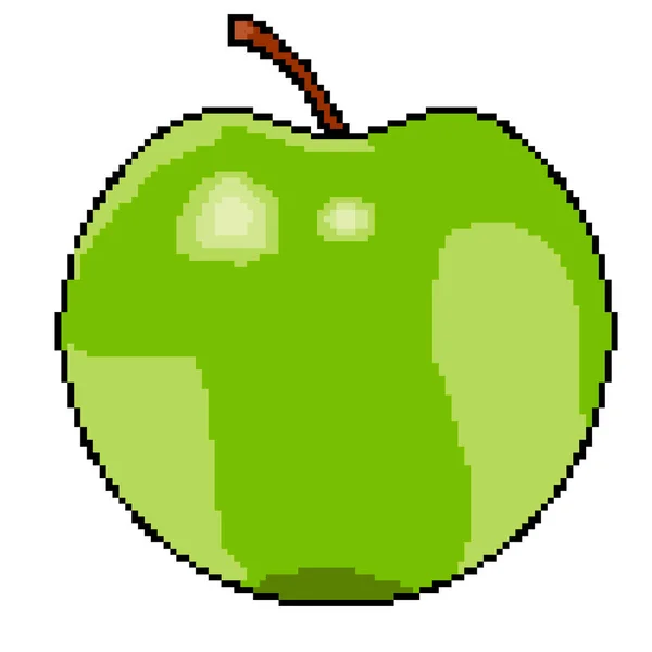 Icono Píxel Para Una Nutrición Adecuada Dietética Fruta Manzana Verde — Vector de stock