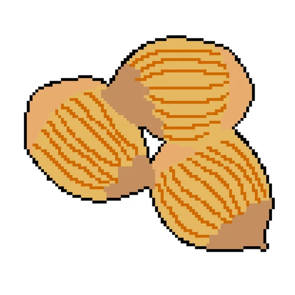 Pixelová Ikona Pro Správné Dietní Nutriční Lískové Ořechy Dispozici Také — Stockový vektor
