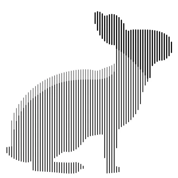 Silhouette Stylisée Lapin Assied Dans Minimalisme Partir Lignes Droites Illustration — Image vectorielle
