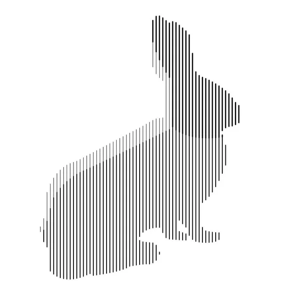 Silhouette Stylisée Lapin Assis Minimalisme Partir Lignes Droites Illustration Vectorielle — Image vectorielle