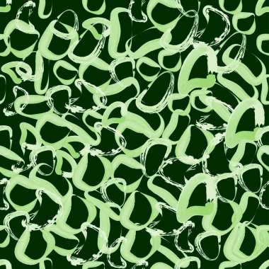 Yırtık şekillerin kusursuz soyut deseni koyu arkaplanda yeşil tonlarda suluboya vuruşlarını taklit ediyor. Paketleme, tekstil, arka plan, örtüler için ideal. Vektör illüstrasyonu.