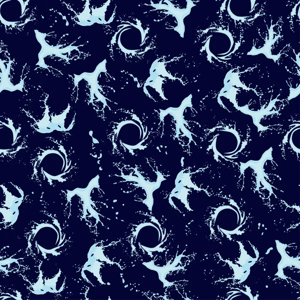 Nahtloses Muster Mit Blauen Wasserspritzern Auf Dunklem Hintergrund Vektorillustration Für — Stockvektor