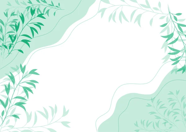 Banner Retangular Com Elementos Florais Cor Verde Suave Ilustração Vetorial — Vetor de Stock
