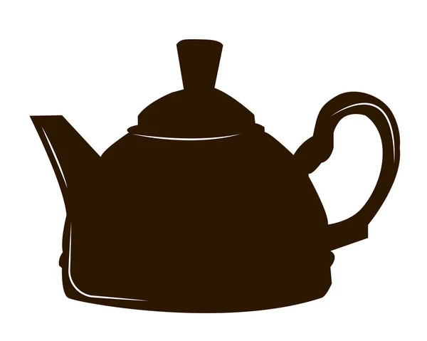 Outline Large Metal Teapot Vector Illustration — Stock Vector
