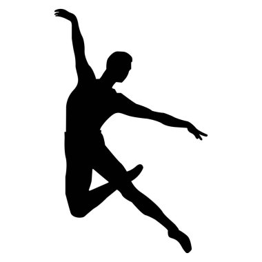Vektör, bale atlayışı yapan bir erkek dansçının beyaz arka planında siyah çizgileri izole etti..