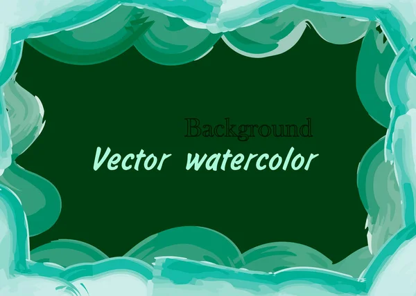 Abstrato Minimalista Fundo Retangular Verde Com Manchas Vetor Aquarela Paleta — Vetor de Stock