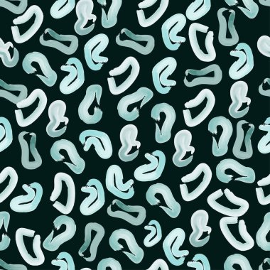 Koyu turkuaz arka planda kusursuz, soyut suluboya şekilleri. Paketleme, tekstil, arka plan, örtüler için ideal. Vektör illüstrasyonu.