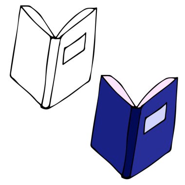 Okul için el çizimi karalama. Açılmış kitap. Vektör illüstrasyonu.
