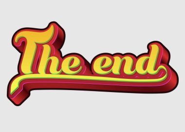 Mektup, davanın sonu için ebedi bir tabirdir. Bu kadar. Vektör çizimi. Pankart için tasarım, poster.