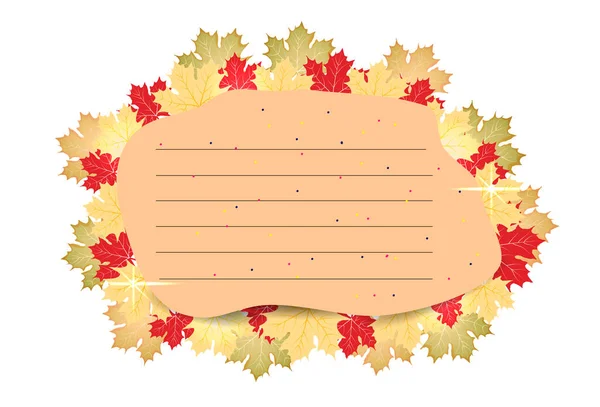 Sticker Message Autumn Leaves Greeting Message Invitation Cards Designs Vector — Stock Vector
