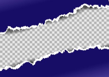 Kare arkaplanda yazı için yumuşak gölgeli yırtık kağıt mavisi çizgiler. Vektör illüstrasyonu