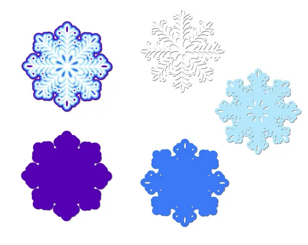 Geöffnete Mehrschichtige Schneeflocke Zum Schneiden Basteln Schneiden Sie Eine Schneeflocke — Stockvektor