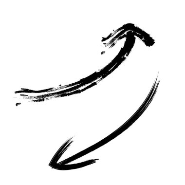 Yönü belirten iki vektör grunge oku şematik diyagramlar için çizilmiş ok. Yön işaretleri, grunge oku. Vektör çizimi