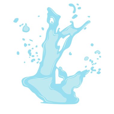 Yüzeye dökülen bir sıvının ikonu. Akan damla, dalga, sıçrama, beyaz arka planda izole edilmiş doğa ikonu. Damlayan sıvı. Su döküldü. Bir damla yağmur ve bir damla ter.