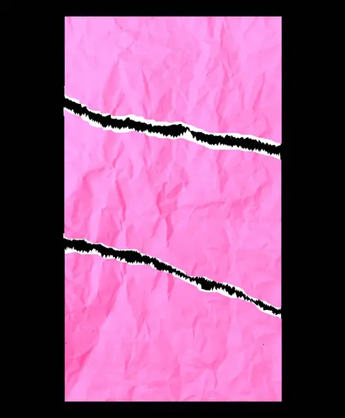 stock vector Pieces of pink paper with a tear with a crumpled paper texture on a black background. The paper is torn as if it had been torn into pieces. Vector.