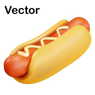 Pastel vektörü 3D yiyecek simgesi hot dog illüstrasyon dijital vektör sanat kullanımı