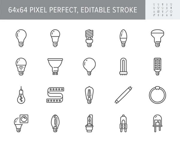 Light Bulb Line Icons Vector Illustration Include Icon Led Diode — Stock Vector