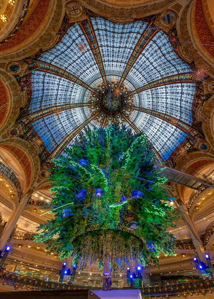 Riesiger Weihnachtsbaum Der Die Mitte Der Kuppel Eines Berühmten Pariser — Stockfoto