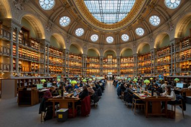 Bibliotheque Nationale de France Richelieu. View inside the reading oval room clipart