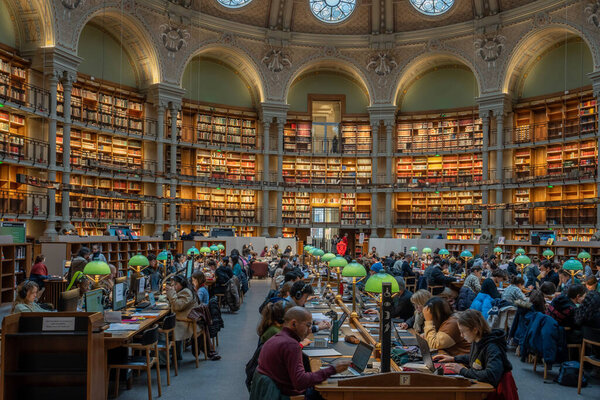 Bibliotheque Nationale de France Richelieu. View inside the reading oval room