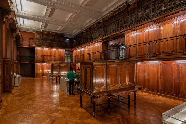 Bibliotheque Nationale de France Richelieu. View inside a wooden room