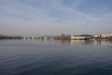 View of the Enghien-Les-Bains lake with his casino