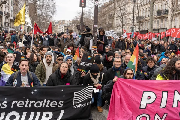 Paris France 2023 Strike Demonstration Paris Pension Reform Project — Stock Photo, Image