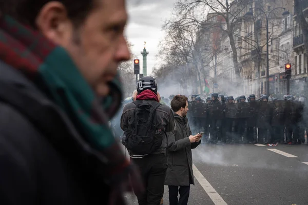 Paris Frankreich 2023 Streik Demonstration Paris Gegen Das Rentenreformprojekt — Stockfoto