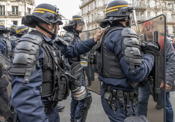Parigi Francia 2023 Sciopero Manifestazione Parigi Contro Progetto Riforma Delle — Foto Stock