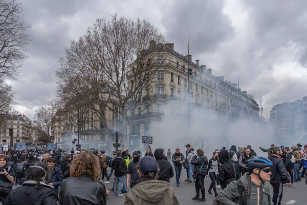 Parigi Francia 2023 Sciopero Manifestazione Parigi Contro Progetto Riforma Delle — Foto Stock