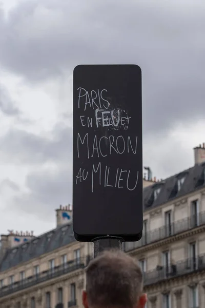 París Francia 2023 Huelga Manifestación París Contra Proyecto Reforma Las —  Fotos de Stock