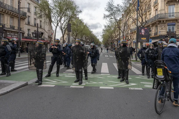 Париж Франция 2023 Забастовка Демонстрация Париже Против Проекта Пенсионной Реформы — стоковое фото