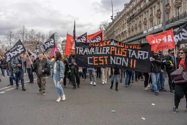 Παρίσι Γαλλία 2023 Απεργία Διαδήλωση Στο Παρίσι Κατά Του Σχεδίου — Φωτογραφία Αρχείου