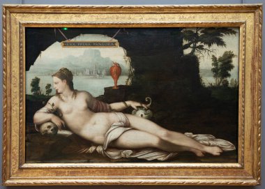 Paris, Fransa - 02 19 2023: Le Louvre Müzesi. Aziz George, Gregoire Guerard 'ın yaptığı ejderhayı katlediyor.