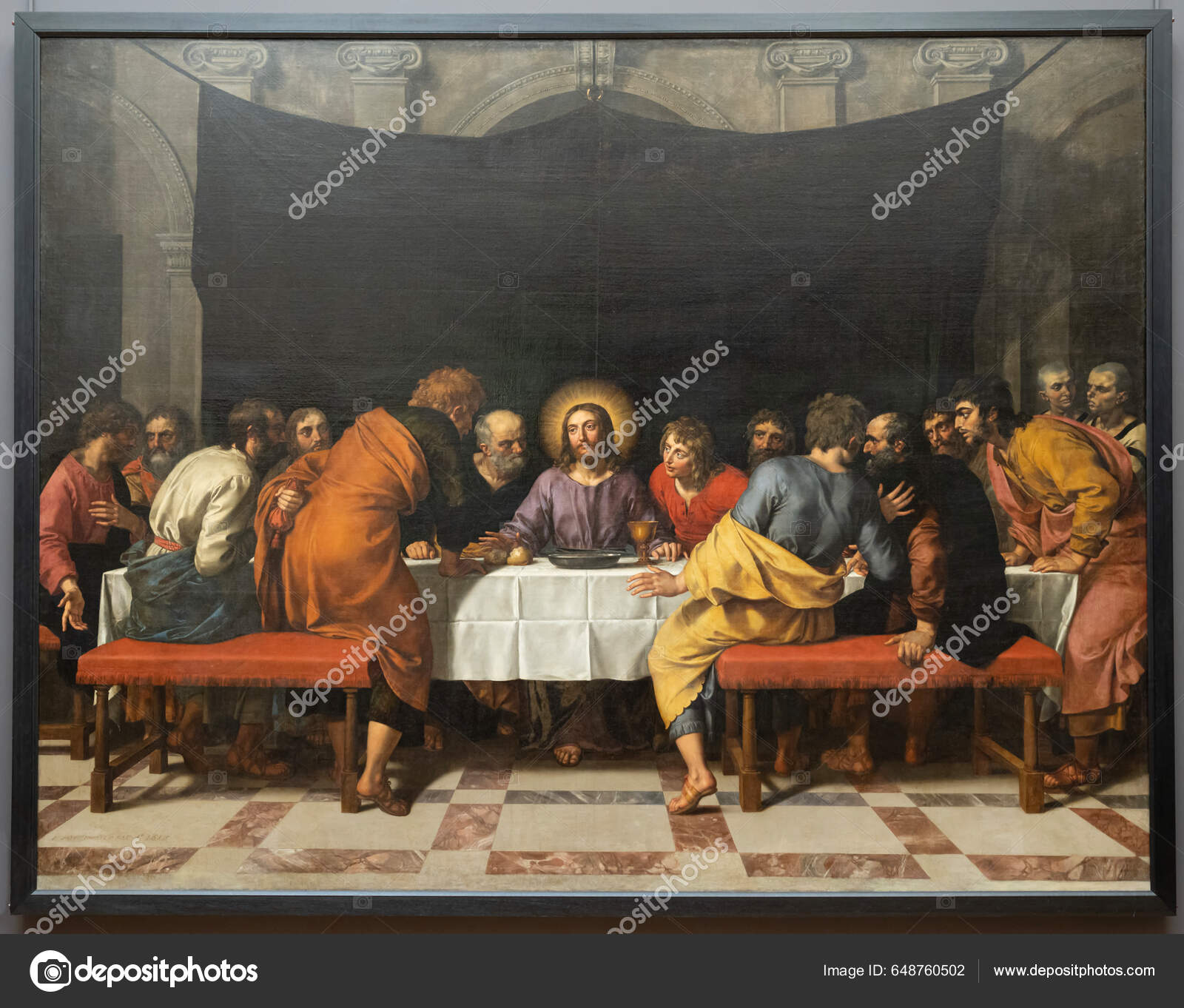 Paris France 2023 Louvre Museum Last Supper Last Meal Jesus Stock
