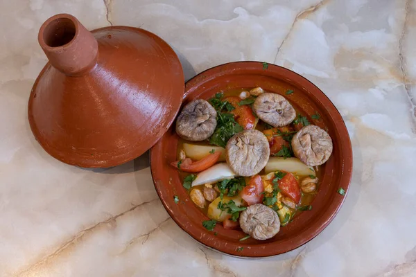 stock image Tunisian dishe culinary Still Life. Tagine with fig and honey