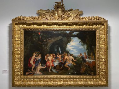 Aix-En-Provence, Fransa - 04 20 2023 Granet Müzesi. İsimsiz bir Flanders okulu tarafından yapılan Achelous ziyafeti.