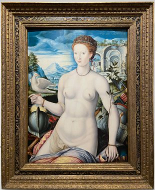 Aix-En-Provence, Fransa - 04 20 2023 Granet Müzesi. Diane de Poitiers, anonim bir Fontainebleau okulu tarafından yapılmış bir barış alegorisi.