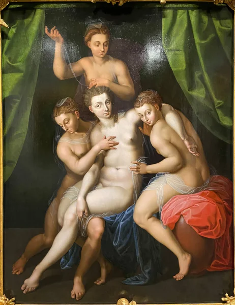 Aix-En-Provence, Fransa - 04 20 2023 Granet Müzesi. Diane de Poitiers, anonim bir Fontainebleau okulu tarafından yapılmış bir barış alegorisi.