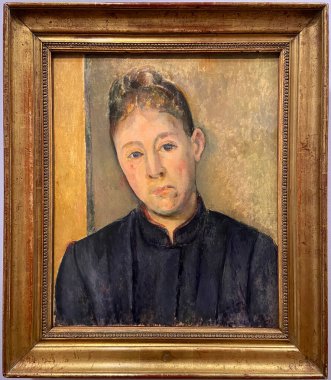 Aix-En-Provence, Fransa - 04 20 2023 Granet Müzesi. Paul Cezanne 'in yaptığı Madam Cezanne portresi.