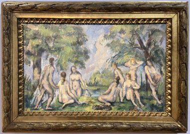 Aix-En-Provence, Fransa - 04 20 2023 Granet Müzesi. Paul Cezanne tarafından boyanmış yüzücüler