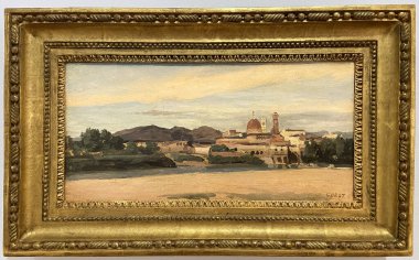 Aix-En-Provence, Fransa - 04 20 2023 Granet Müzesi. Jean-Baptiste-Camille Corot tarafından boyanmış Floransa Manzarası